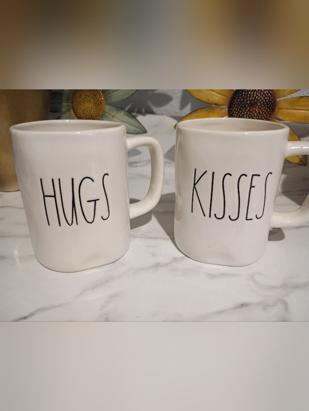 HUGS & KISSES Ceramic Mug Set — White Everyday Coffee Mugs